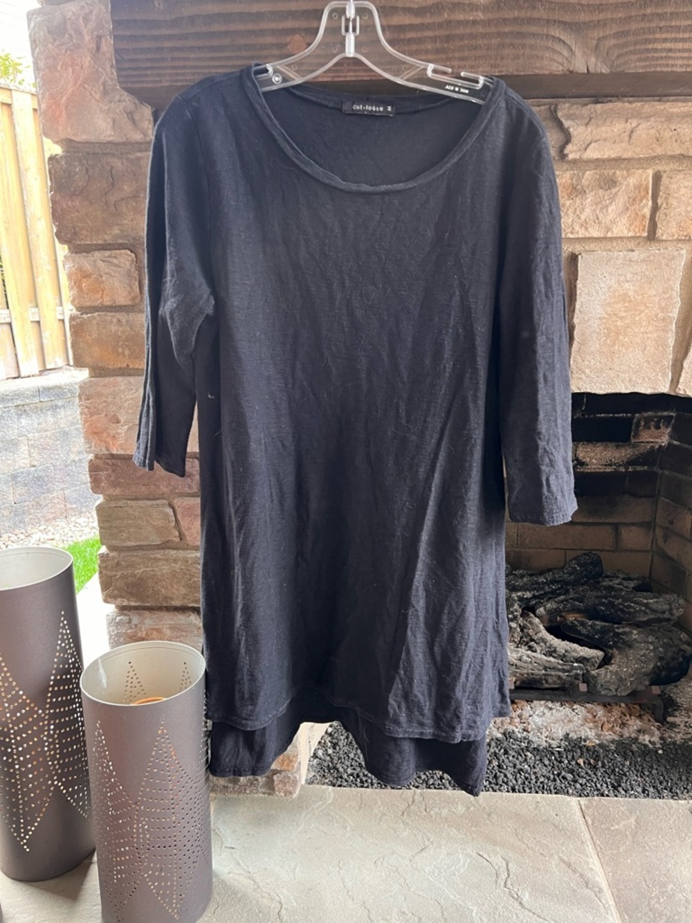 Cut Loose  Black Layered Tunic Top